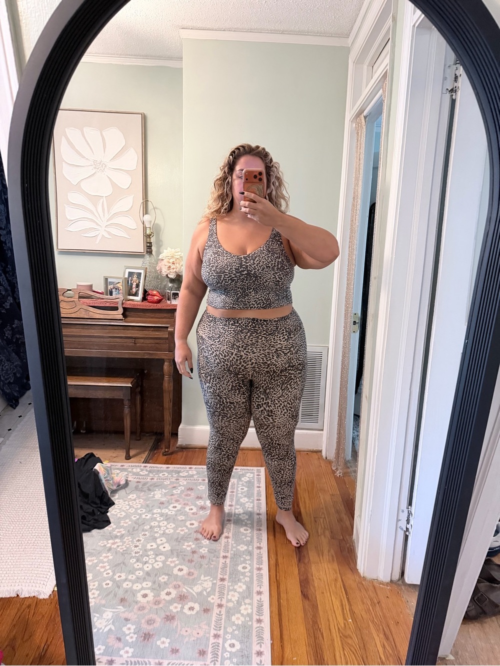 aerie Leopard Print Plus-Size Leggings & Bralette in Brown Black